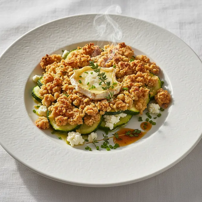 Crumble salé aux courgettes et chèvre frais