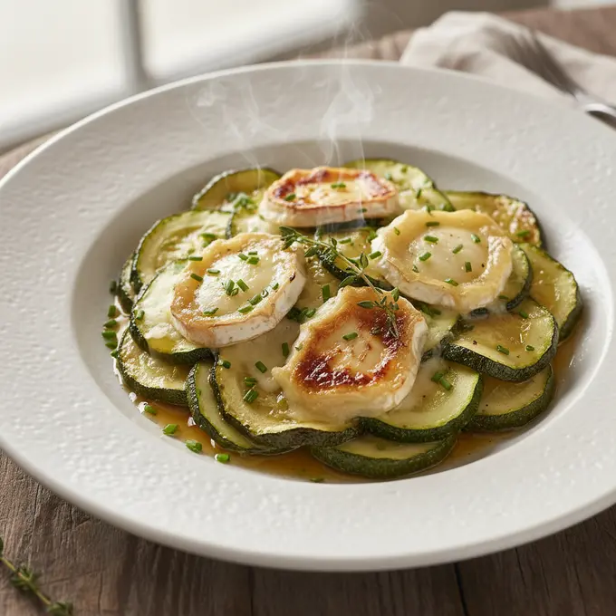 Gratin de courgettes, chèvre et miel