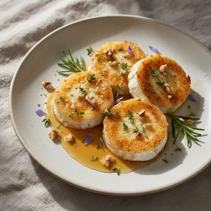 Bouchées de chèvre chaud au miel, thym et noix