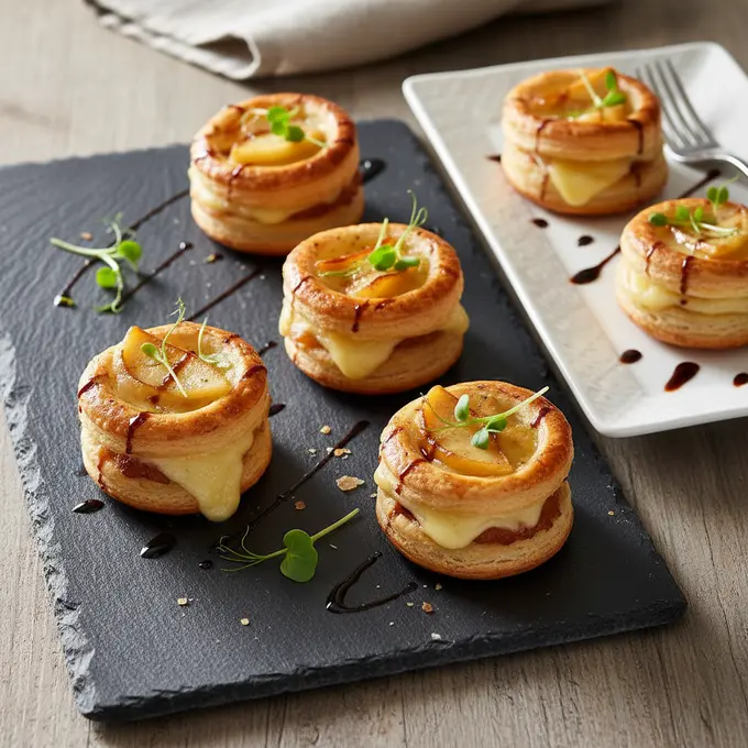 Bouchées Feuilletées au Fromage et Poire Caramélisée - Recette facile prête en 45 minutes