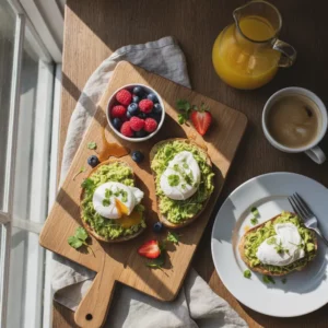 Brunch énergique : Tartines à l'avocat et œufs pochés - Recette facile prête en 15 minutes