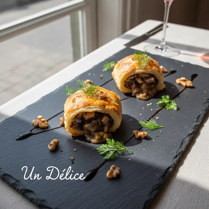 Croustillant de Champignons et Noix en Feuilleté Doré, Un Délice