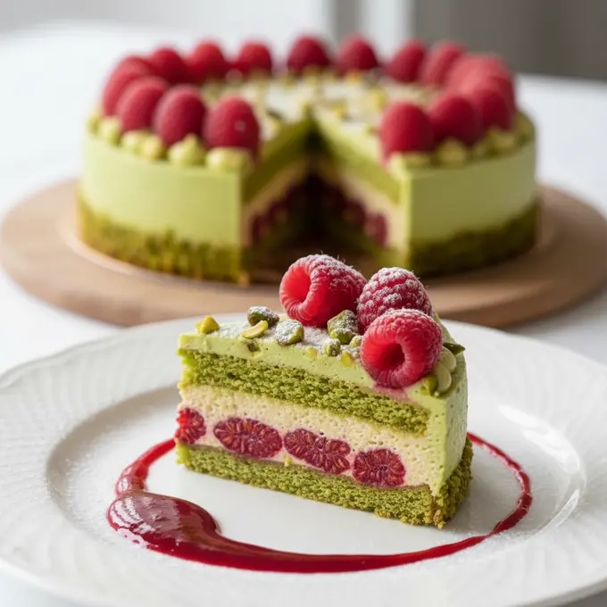 Entremet Framboise Pistache Élégant et Fruité - Recette facile prête en 90 minutes