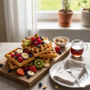 Gaufres saines au sarrasin et fruits frais pour brunch - Recette facile prête en 35 minutes