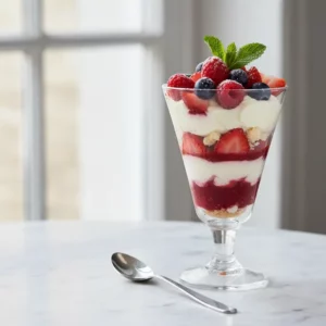 Parfait au Chocolat Blanc et Fruits Rouges : Élégance et Saveur - Recette facile prête en 30 minutes
