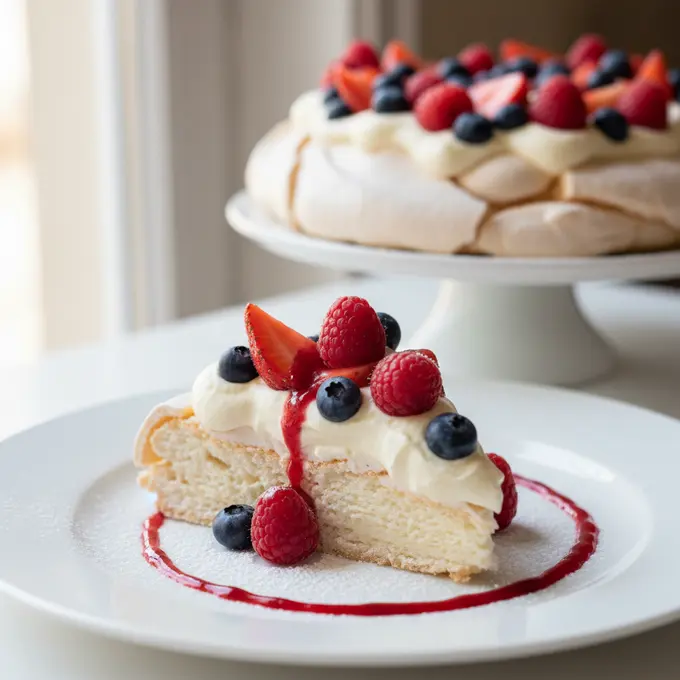 Pavlova aux Fruits Rouges et Chantilly Légère
