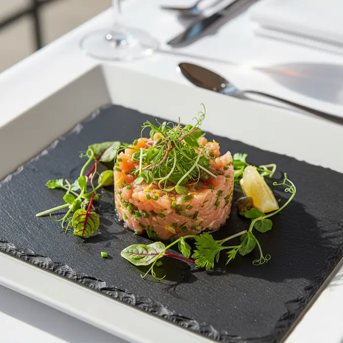 Tartare de Saumon Frais aux Herbes Fines et Zeste de Citron