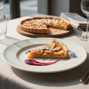 Tarte Fine aux Pommes Caramélisées et Amandes Croquantes - Recette facile prête en 40 minutes