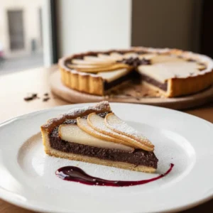 Tarte Gourmande aux Poires et Chocolat Noir - Recette facile prête en 55 minutes