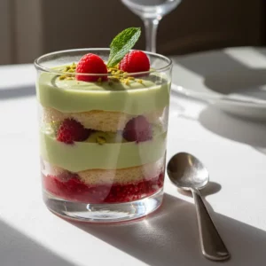 Verrine Pistache et Framboise : L'Entremet Léger Parfait - Recette facile prête en 45 minutes
