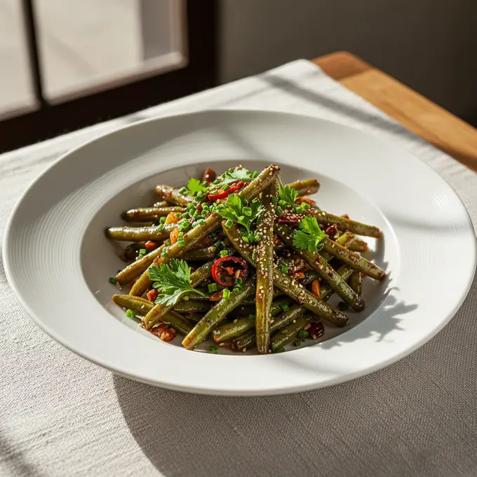 Haricots Verts Sautés à Sec (Sichuan) - Recette facile prête en 25 minutes