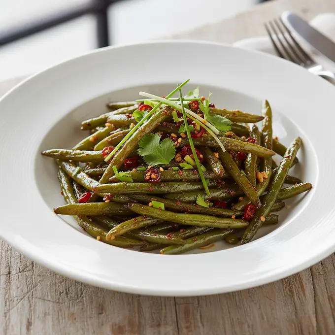 Haricots Verts Sautés à Sec (Sichuan) - Recette facile prête en 25 minutes