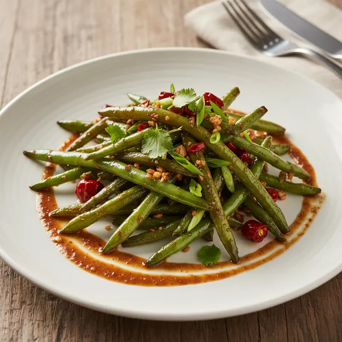 Haricots Verts Sautés à Sec (Sichuan) - Recette facile prête en 25 minutes