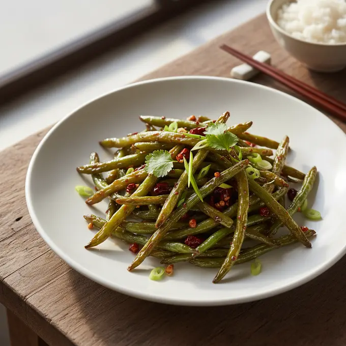 Haricots Verts Sautés à Sec (Sichuan) - Recette facile prête en 25 minutes