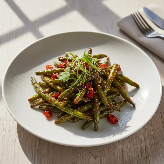 Haricots Verts Sautés à Sec (Sichuan) - Recette facile prête en 25 minutes