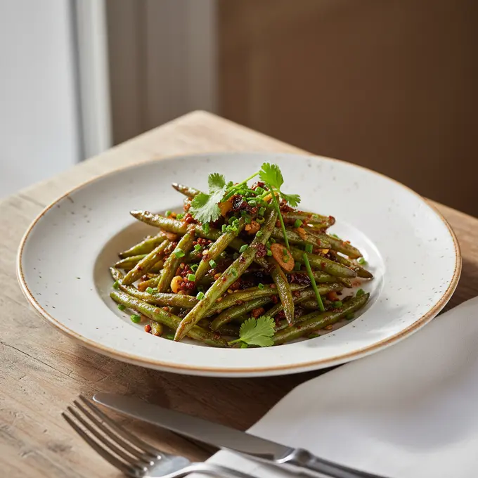 Haricots Verts Sautés à Sec (Sichuan) - Recette facile prête en 25 minutes