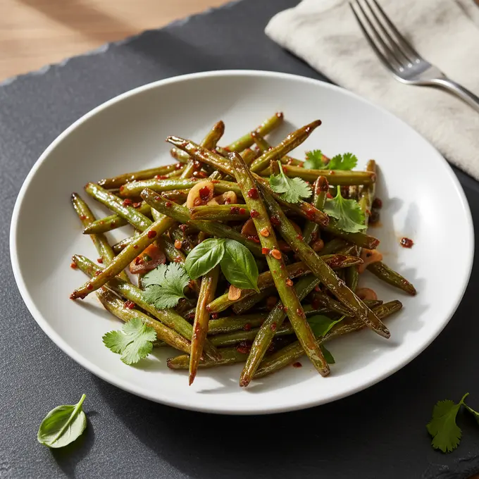 Haricots Verts Sautés à Sec (Sichuan) - Recette facile prête en 25 minutes