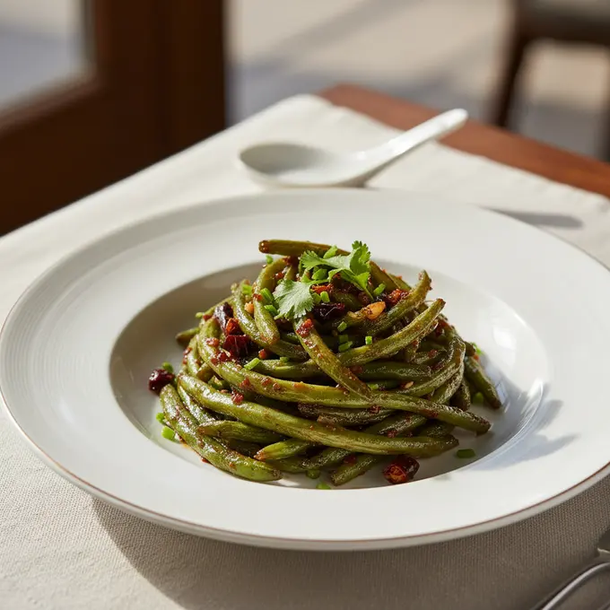 Haricots Verts Sautés à Sec (Sichuan) - Recette facile prête en 25 minutes