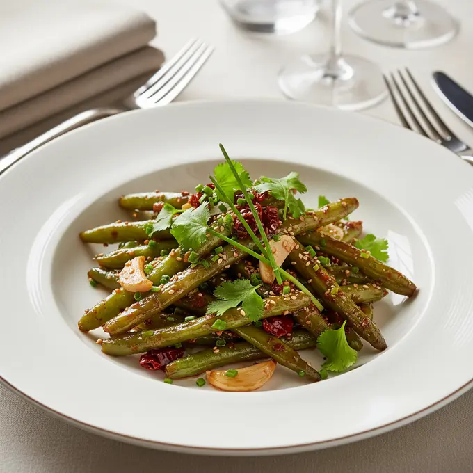 Haricots Verts Sautés à Sec (Sichuan) - Recette facile prête en 25 minutes