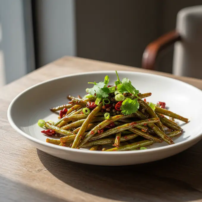 Haricots Verts Sautés à Sec (Sichuan) - Recette facile prête en 25 minutes