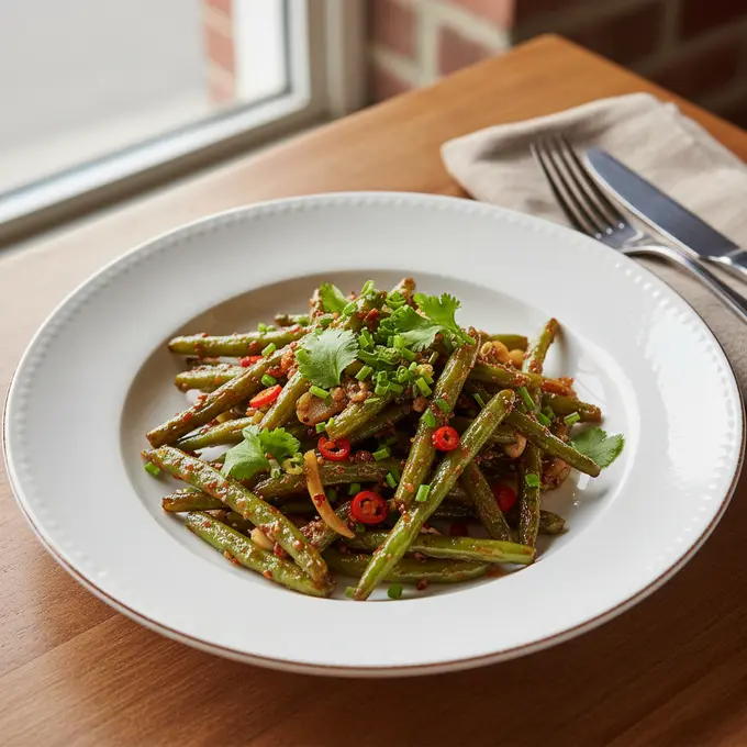 Haricots Verts Sautés à Sec (Sichuan) - Recette facile prête en 25 minutes
