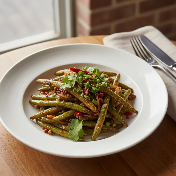 Haricots Verts Sautés à Sec (Sichuan) - Recette facile prête en 25 minutes
