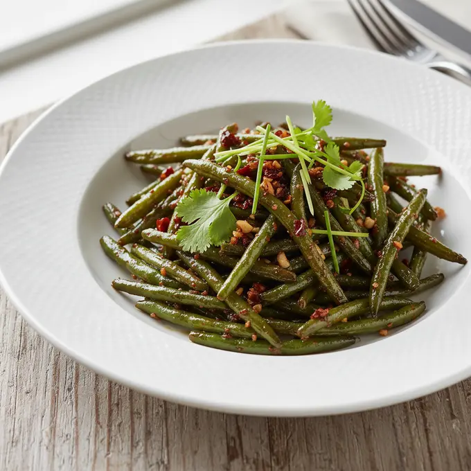 Haricots Verts Sautés à Sec (Sichuan) - Recette facile prête en 25 minutes