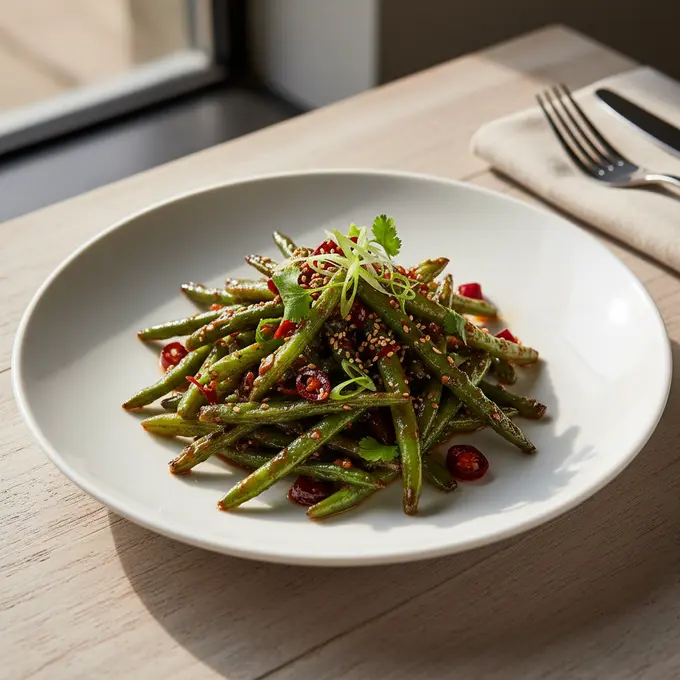 Haricots Verts Sautés à Sec (Sichuan) - Recette facile prête en 25 minutes
