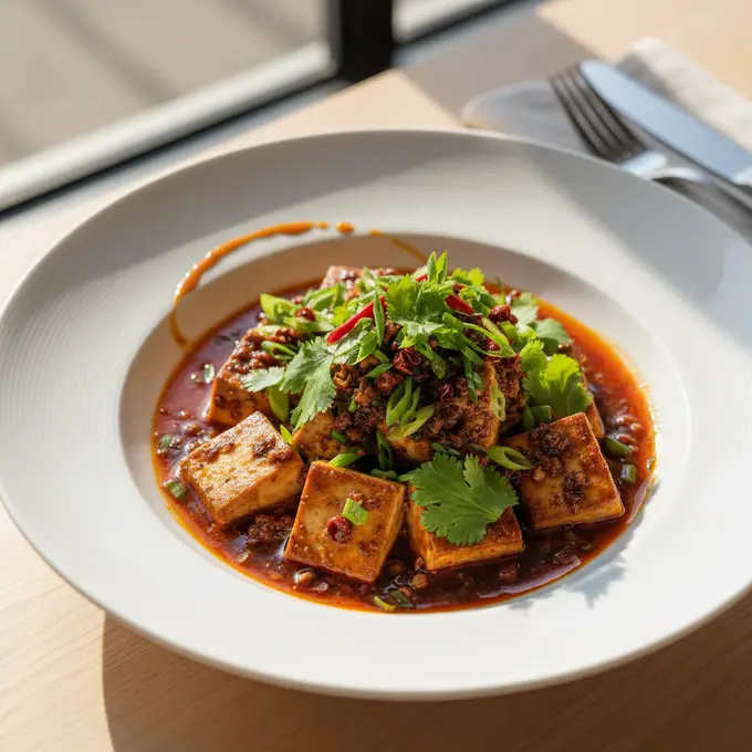 Mapo Tofu Végétarien au Poivre de Sichuan - Recette facile prête en 25 minutes