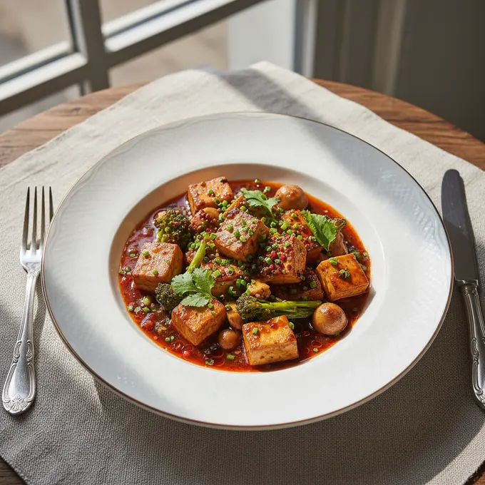 Mapo Tofu Végétarien au Poivre de Sichuan - Recette facile prête en 25 minutes