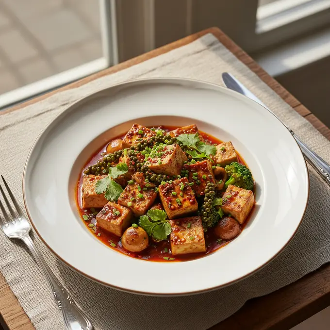 Mapo Tofu Végétarien au Poivre de Sichuan - Recette facile prête en 25 minutes