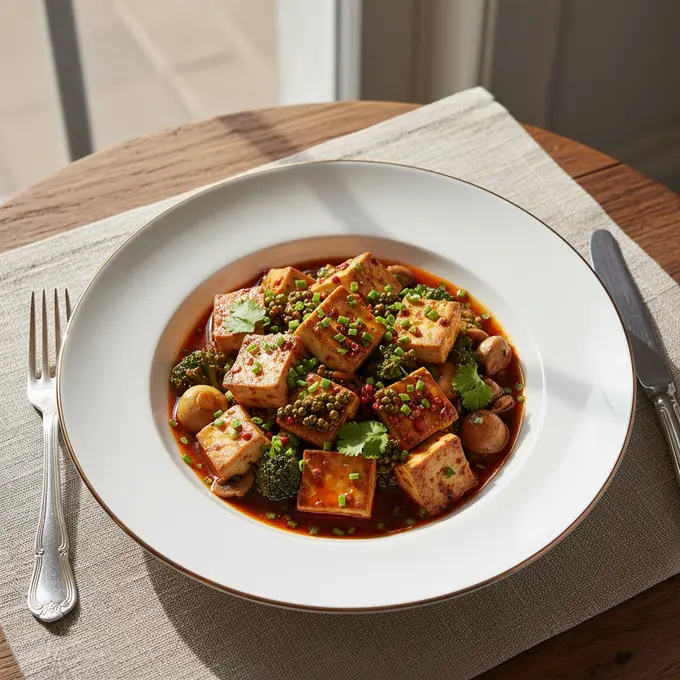 Mapo Tofu Végétarien au Poivre de Sichuan - Recette facile prête en 25 minutes