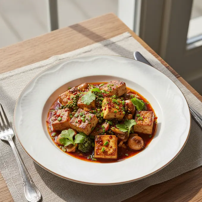 Mapo Tofu Végétarien au Poivre de Sichuan - Recette facile prête en 25 minutes