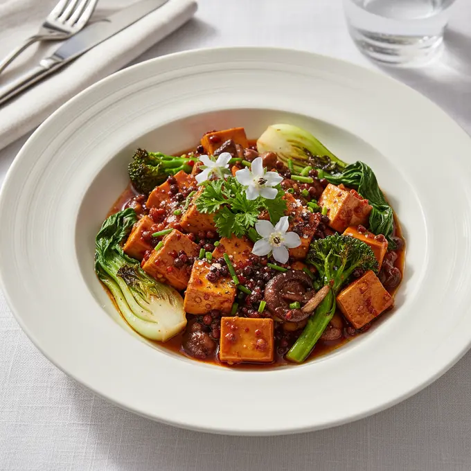 Mapo Tofu Végétarien au Poivre de Sichuan - Recette facile prête en 25 minutes