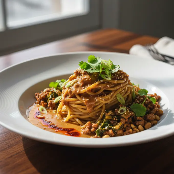 Nouilles Dan Dan Traditionnelles de Chengdu - Recette facile prête en 25 minutes