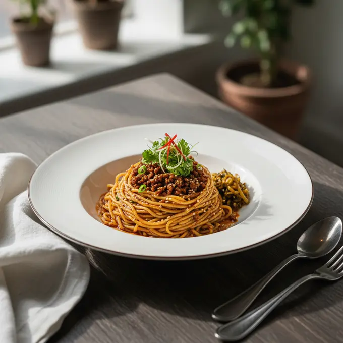 Nouilles Dan Dan Traditionnelles de Chengdu - Recette facile prête en 25 minutes