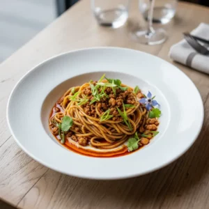Nouilles Dan Dan Traditionnelles de Chengdu - Recette facile prête en 25 minutes