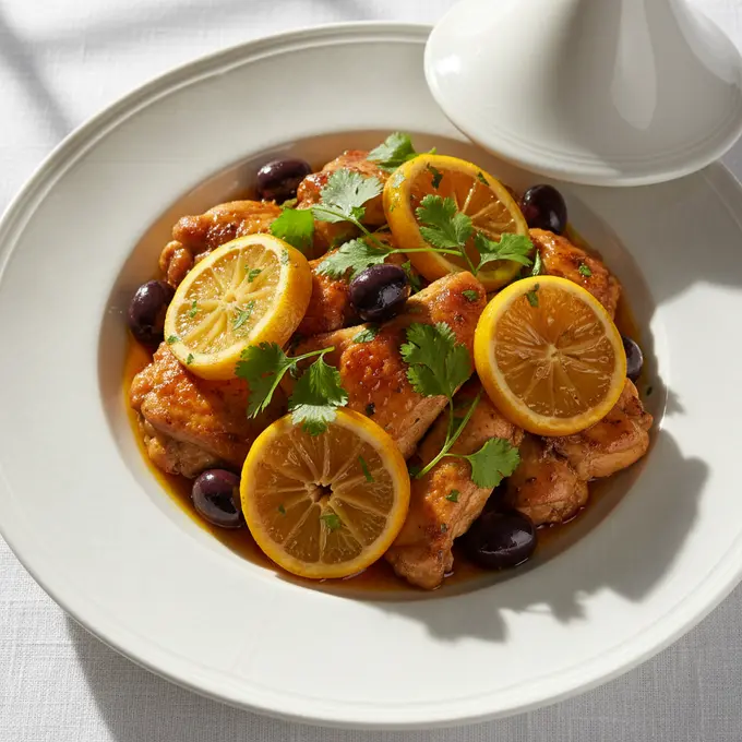Tajine de Poulet aux Citrons Confits et Olives