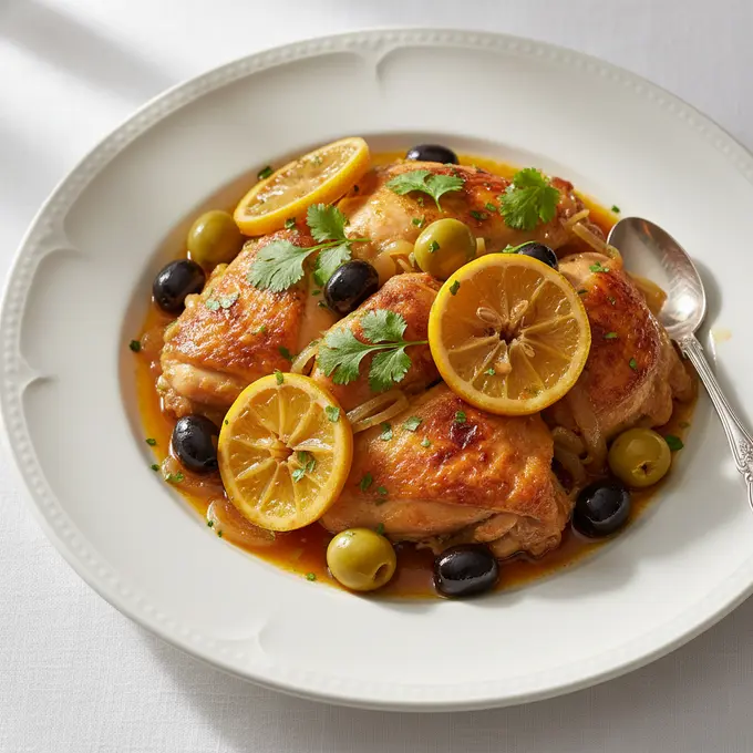 Tajine de Poulet aux Citrons Confits et Olives